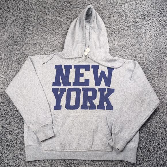 New York Hoodie Adult Large Gray Destination Sweatshirt USA Pullover Fleece - Picture 1 of 6